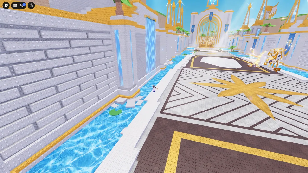 Player standing at the Angels waterfall entrance that leads into the Divine Fusion chamber