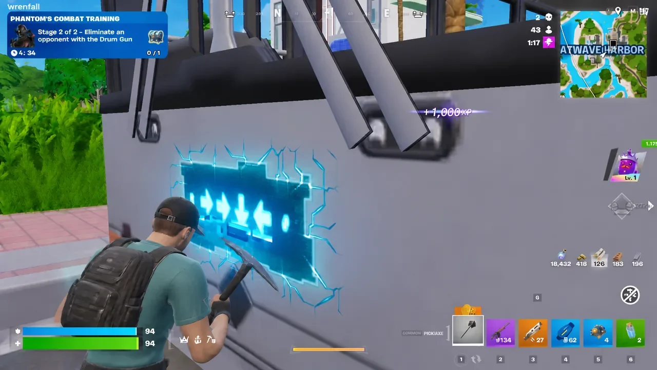 Player entering a directional cheat code at a bus to spawn a Sprite