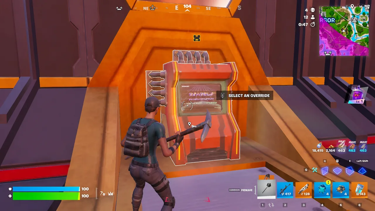 The SELECT AN OVERRIDE prompt displayed at an override terminal