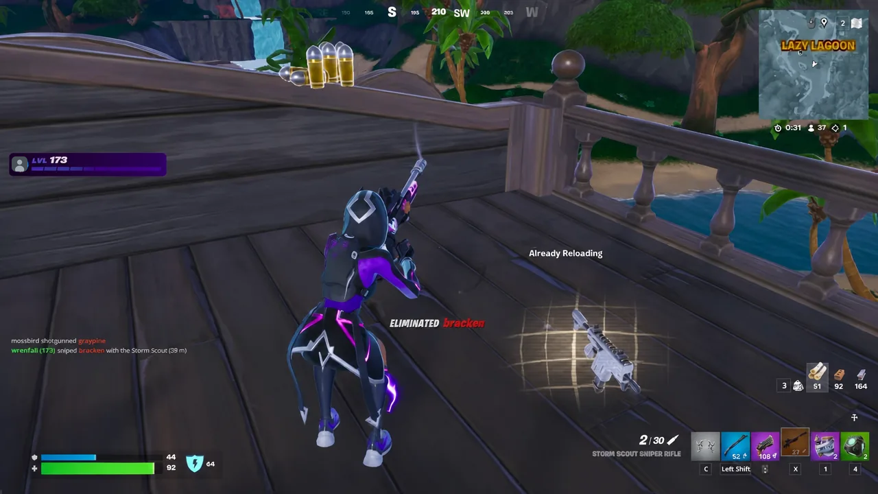 Close-range Combat Shotgun fight against an opponent on the pirate ship at Lazy Lagoon