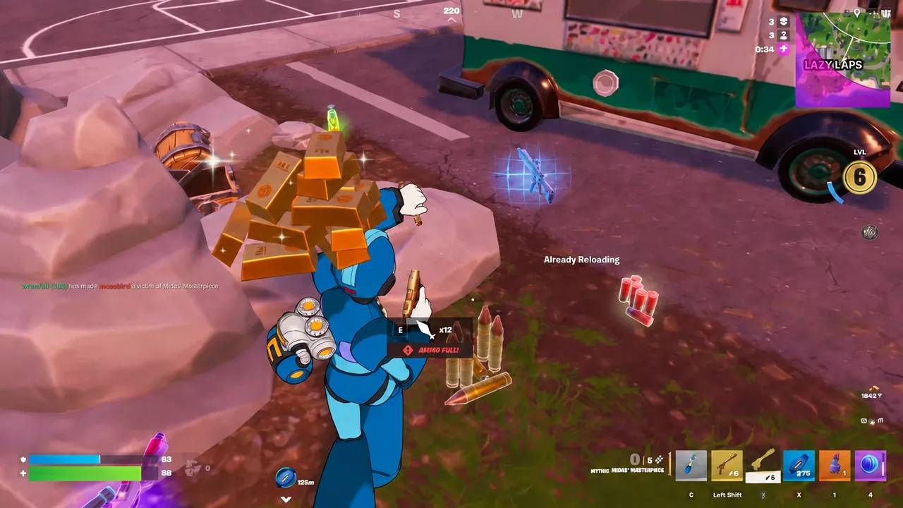 Ammo pickup interact prompt on screen showing an AMMO FULL message during a reload