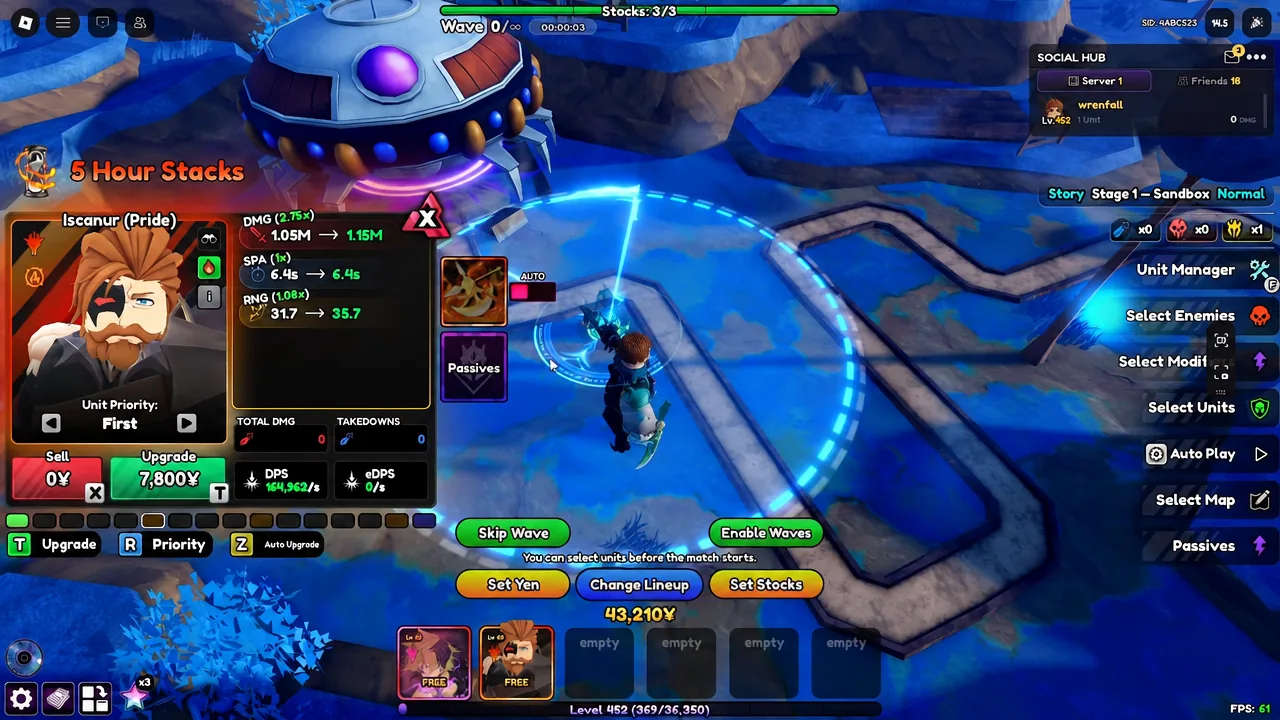 Both units placed on the track with the upgrade panel open during a match