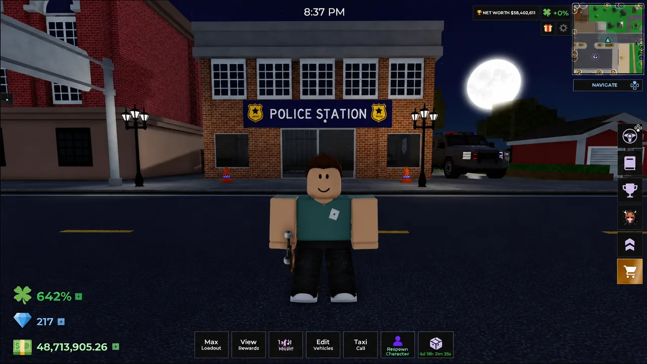 Main game screen with the shopping cart button highlighted to open the shop menu