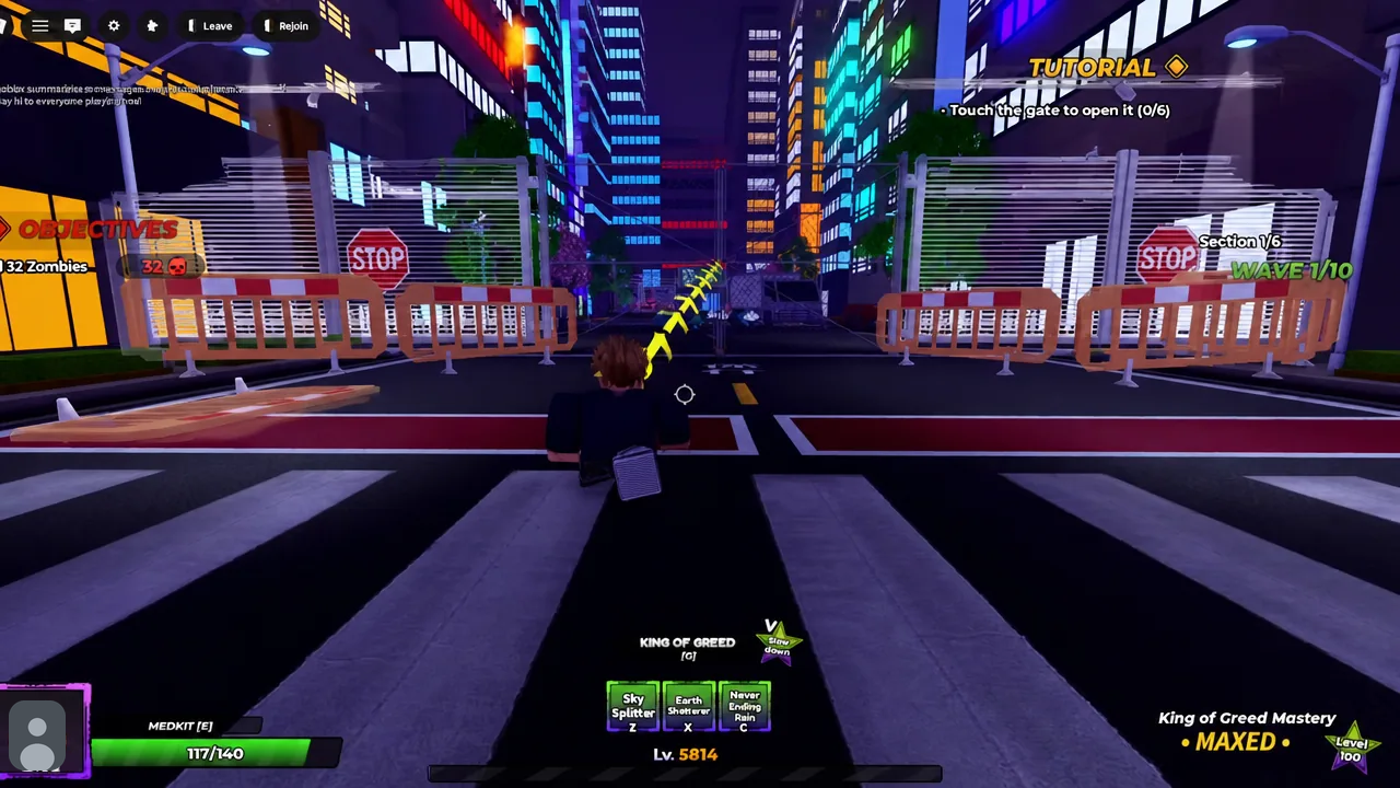 Tutorial objective reading Touch the gate to open it 0 of 6 as the player runs up to a gate
