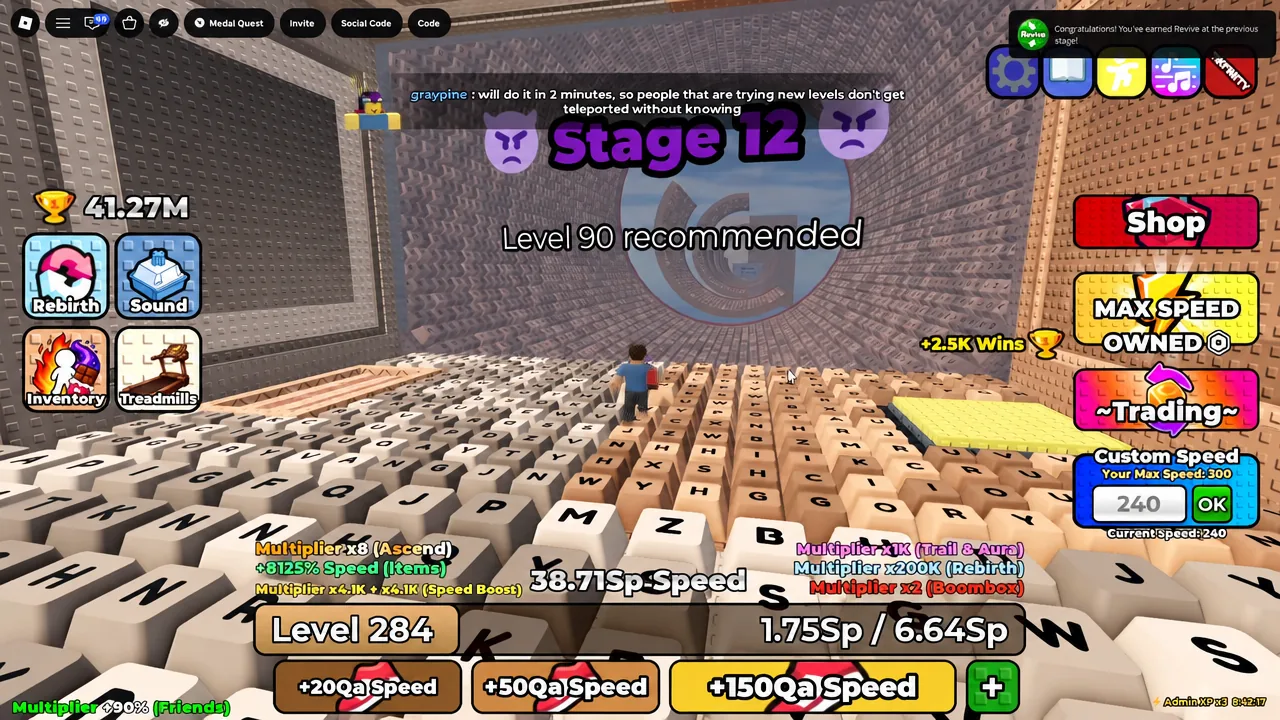 Stage 12 in progress as the character crosses the keyboard obstacle course toward the exit