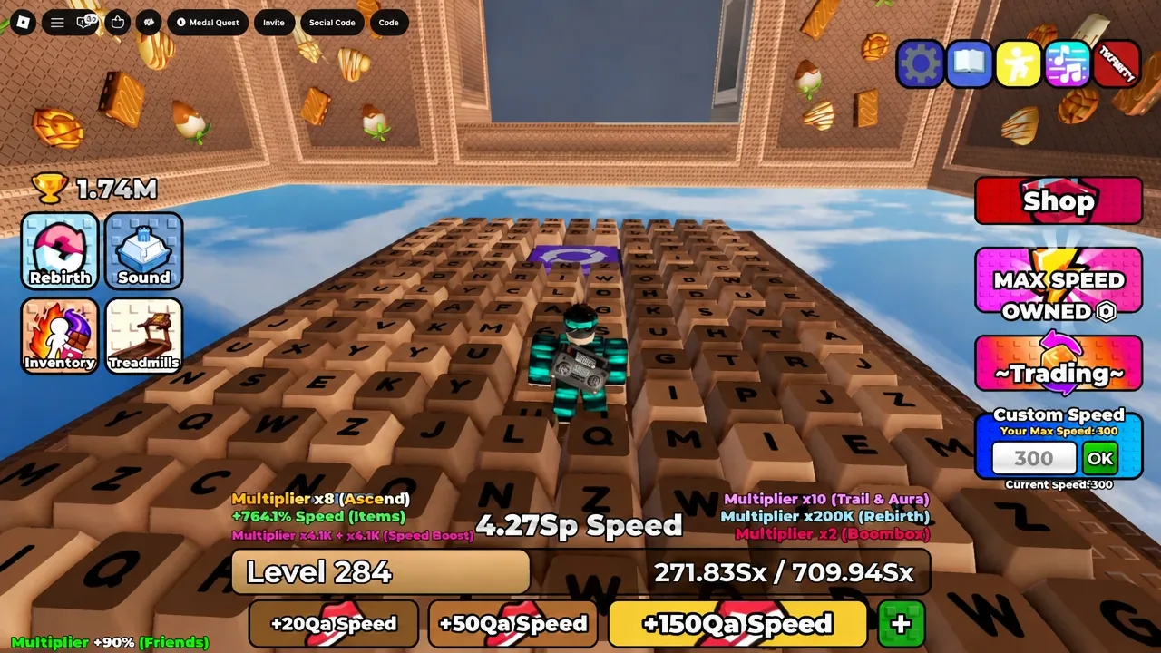 Player sprinting the keyboard track on the approach to the Galaxy 2 end zone
