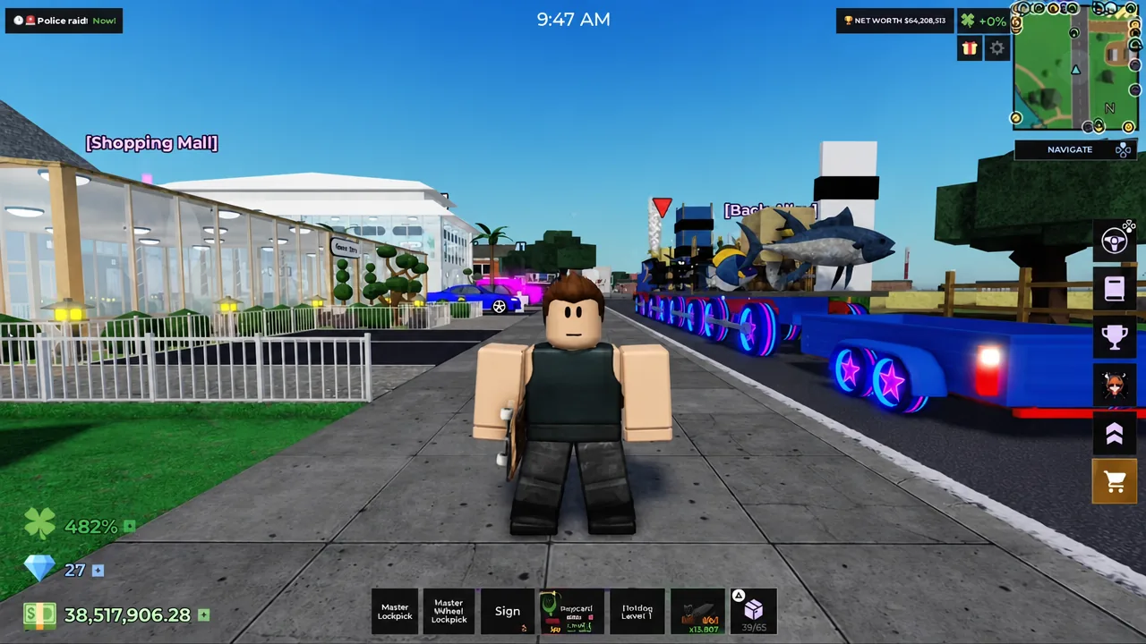 Storage Hunters: Open World gameplay view during a run through the town area