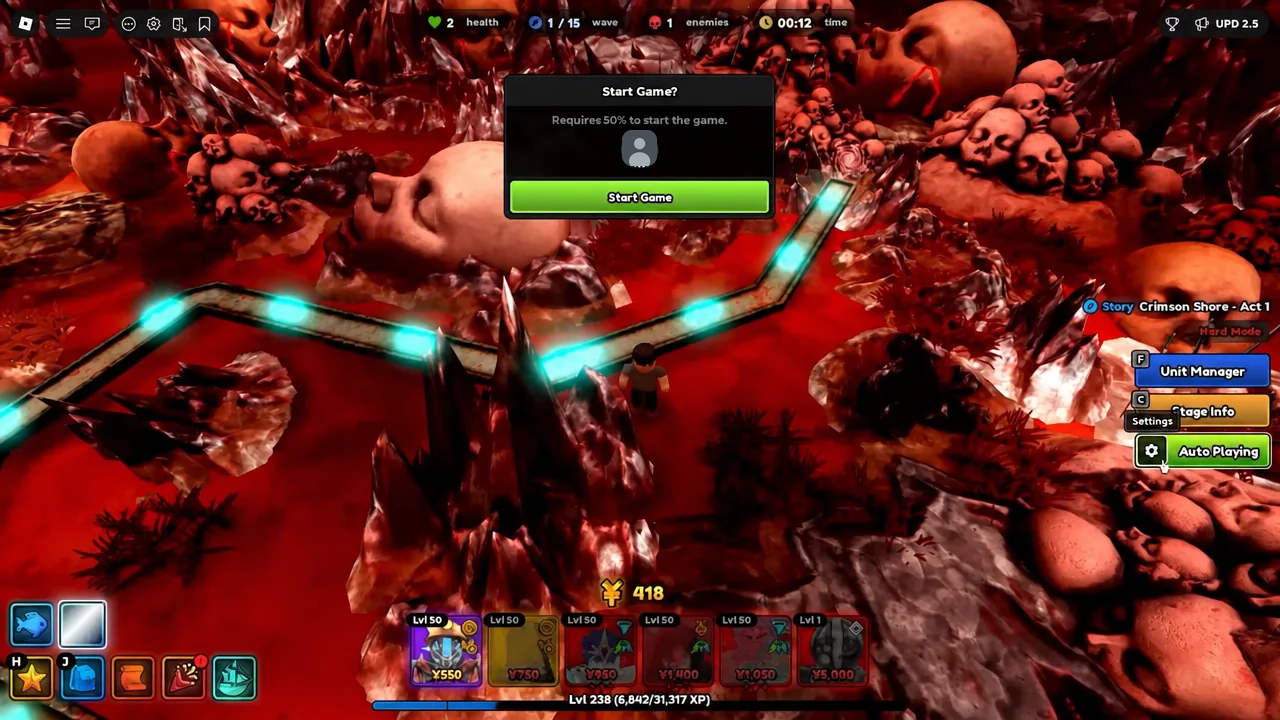 Start Game confirmation dialog with the green Start Game button highlighted