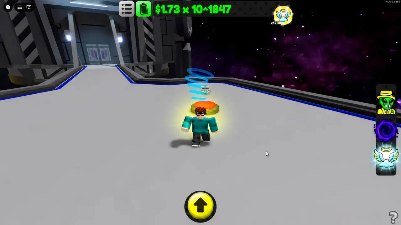 Player avatar standing on a Stargate space platform with the jump prompt on screen