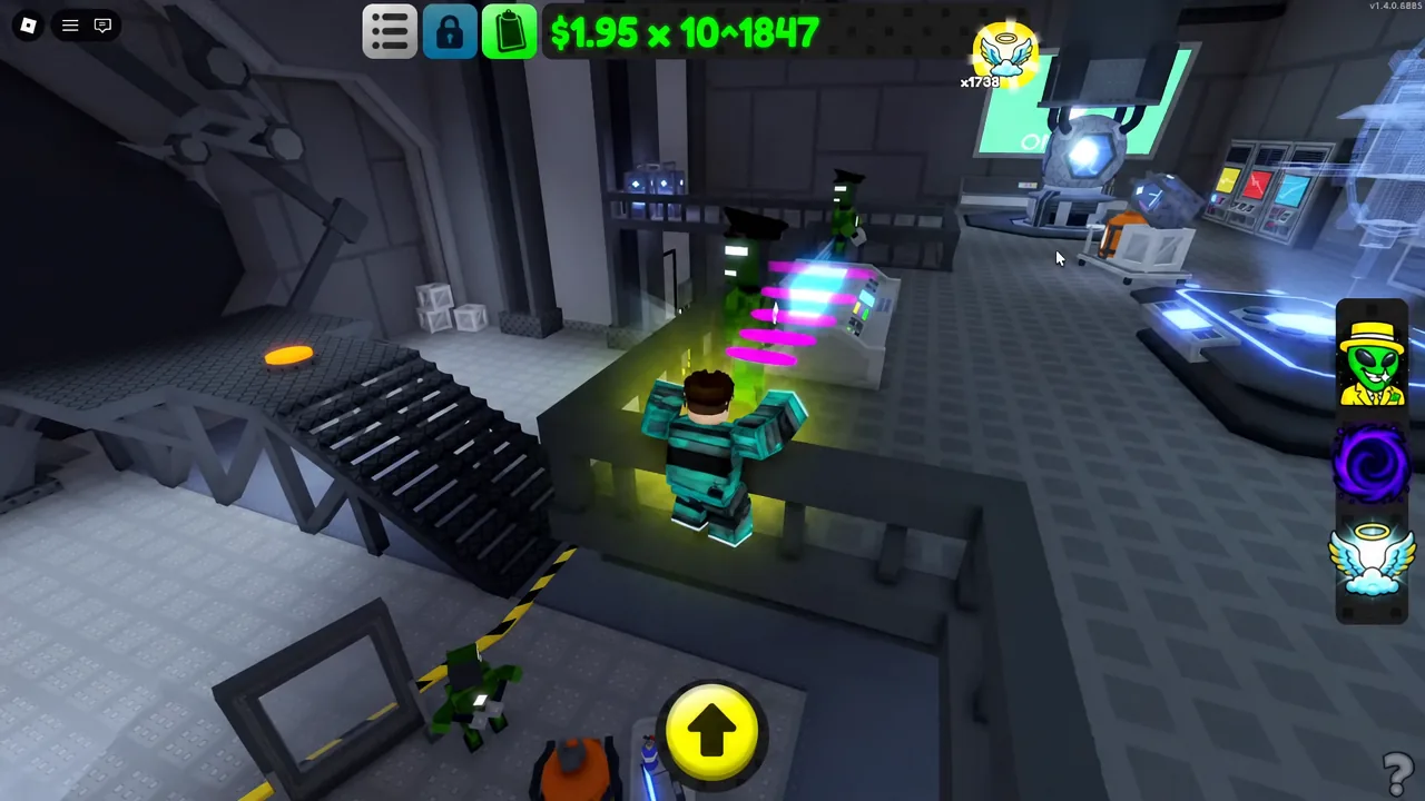 Avatar jumping toward a glowing console inside the Stargate facility interior
