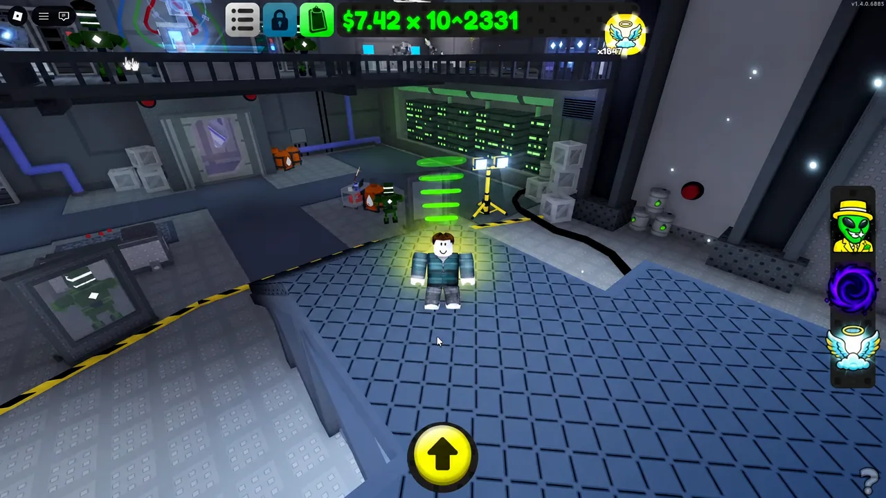 Green objective waypoint marker floating above the player inside the Stargate facility