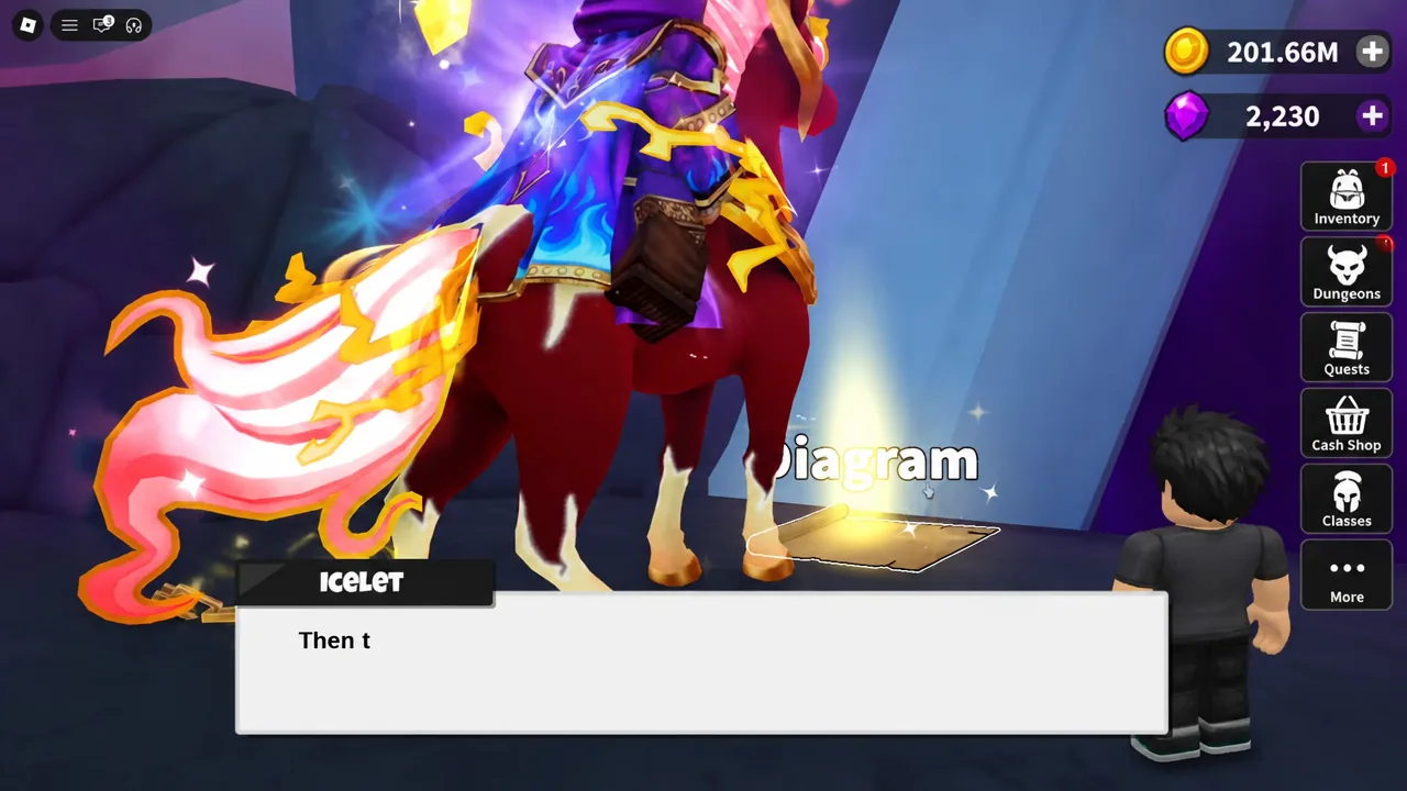 Talking to the giant Icelet in Polar Rift, with the ICELET dialogue box open on screen