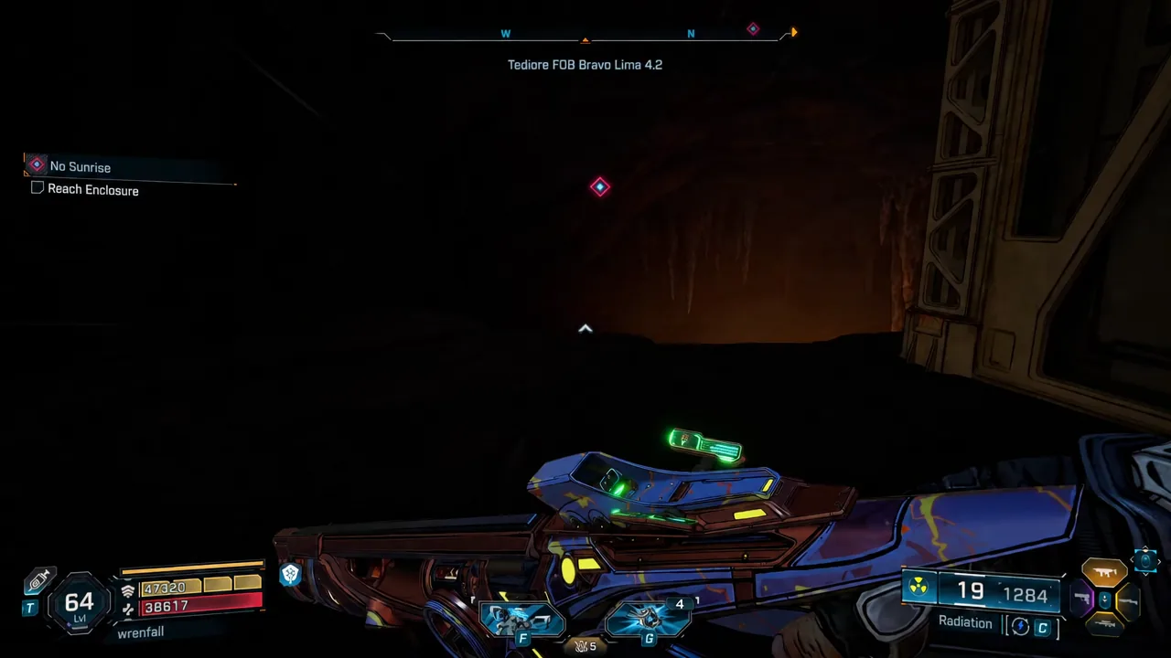 Player jumping between ledges above flowing lava on the way to the enclosure