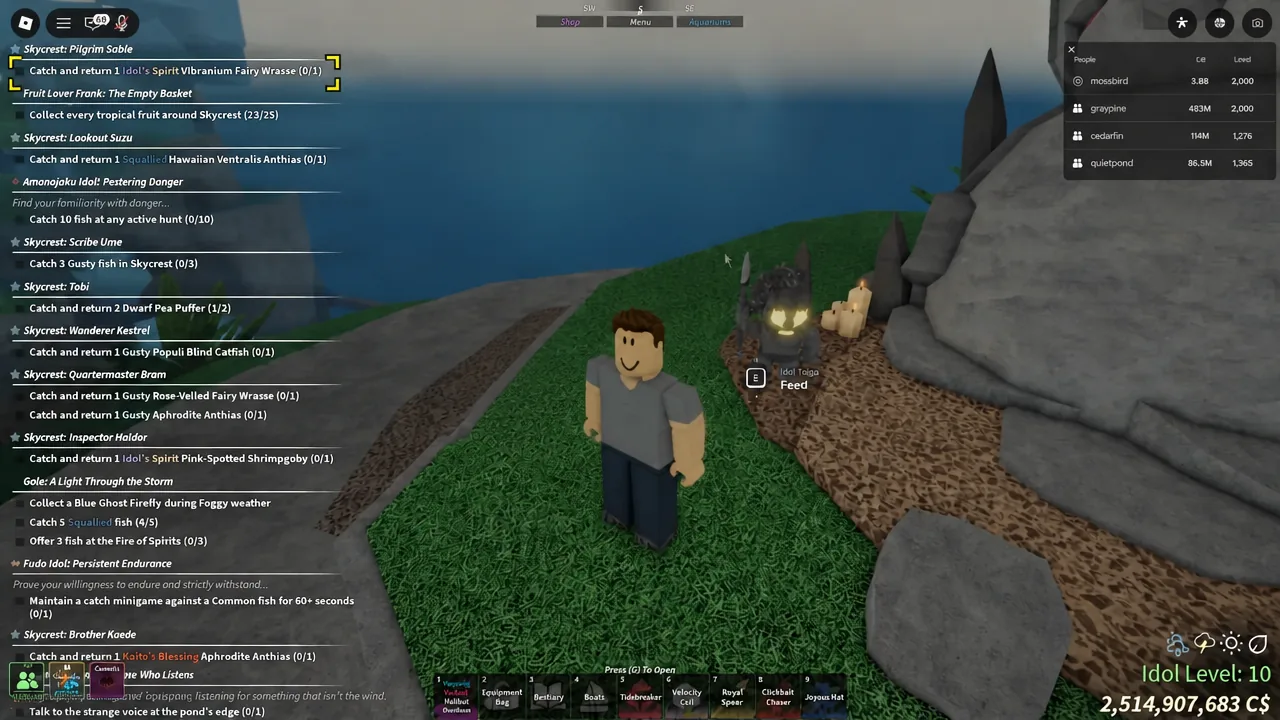 The Skycrest quest tracker listing active objectives on the side of the screen
