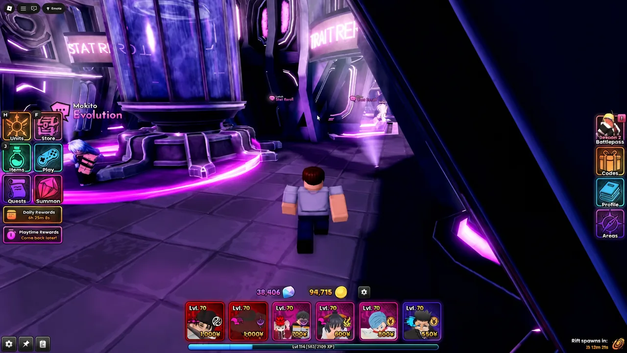 Trait reroll interface for Rainu Harto in Anime Origins