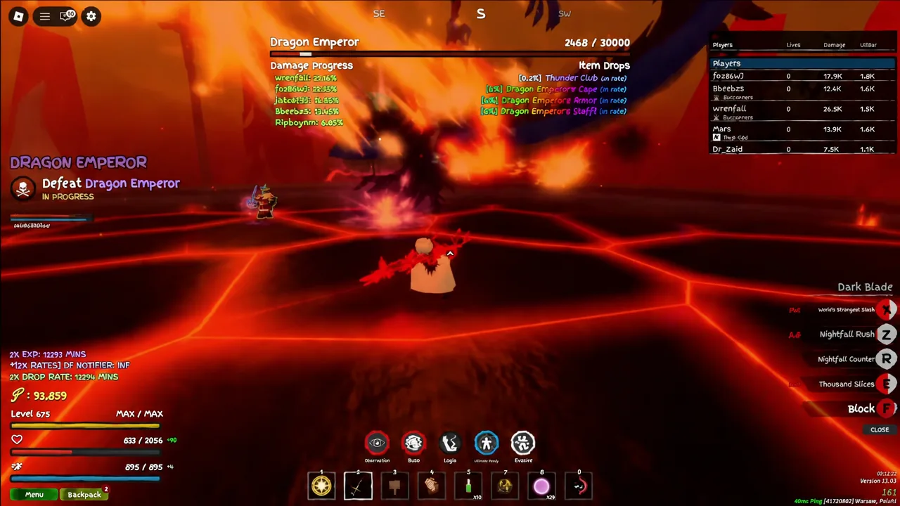 Defeat Dragon Emperor objective and boss health bar during the fight