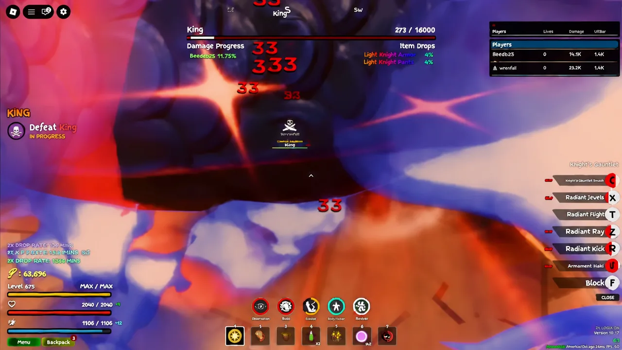 King boss fight with the Defeat King objective active as his health drops