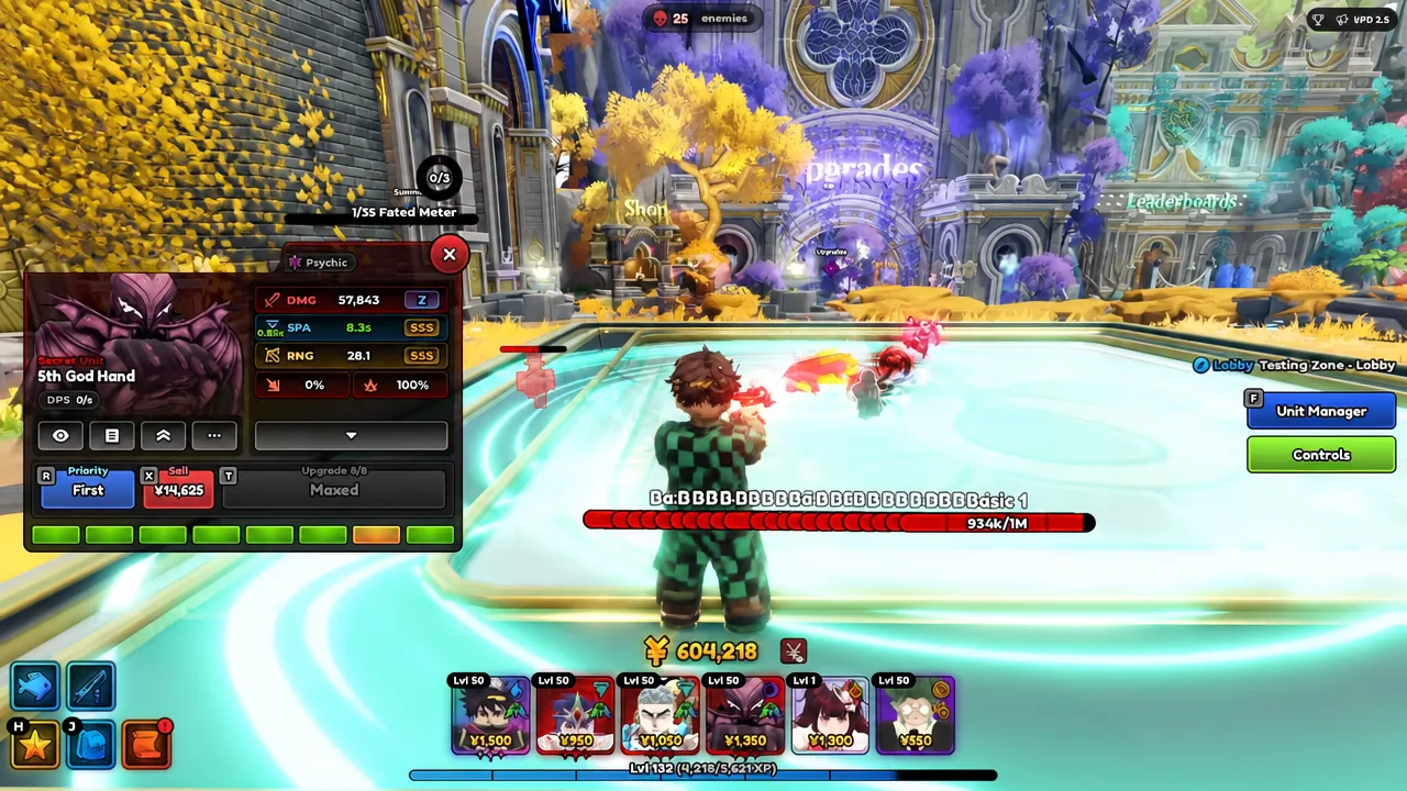 5th God Hand firing its area attack on a stage while enemies are held in place