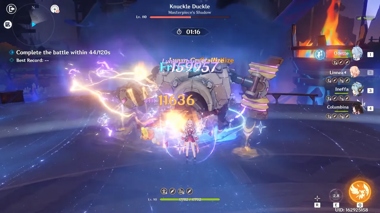 Knuckle Duckle boss health bar draining during the Masterpiece's Shadow encounter