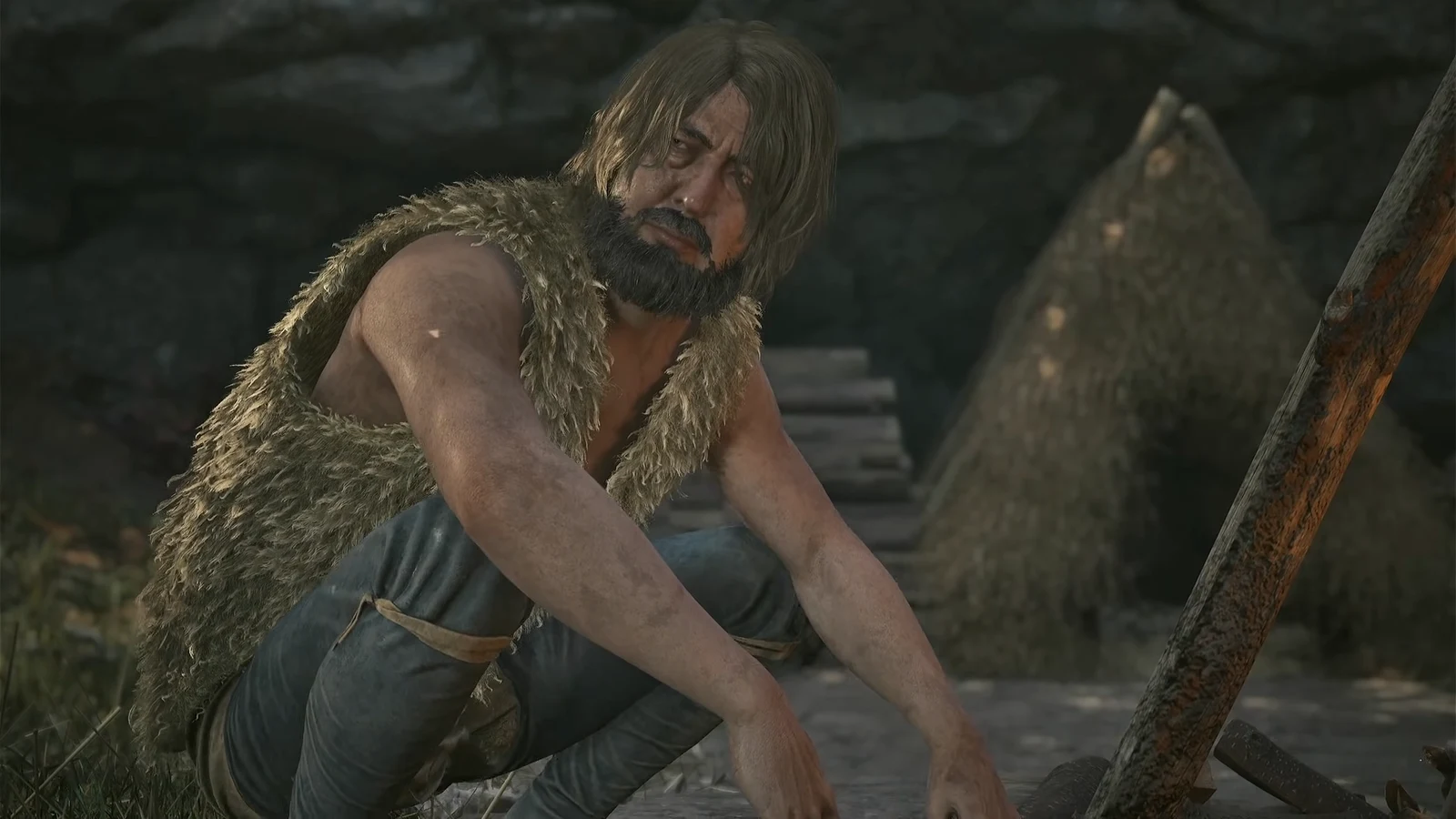 Coen confronts Kuno at his riverside camp where the missing pig is tied up