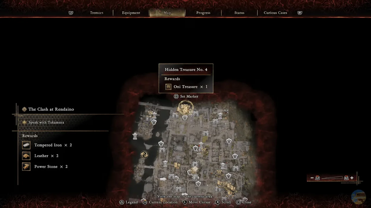 Hidden Treasure No. 4 selected on the Map screen while setting a waypoint