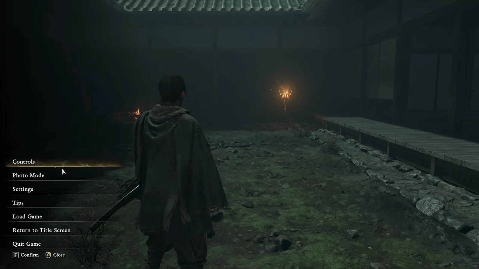 Pause menu open in Onimusha with the Controls option highlighted