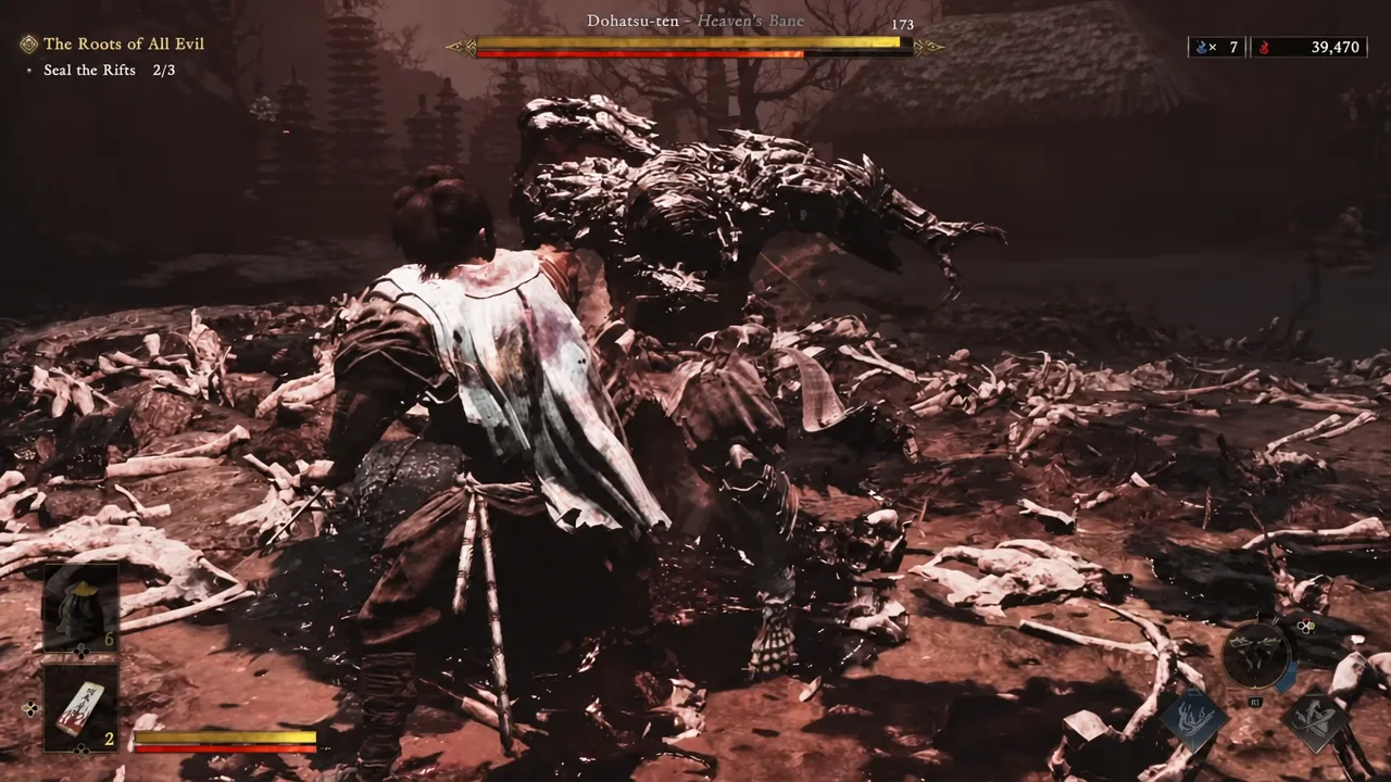 Musashi trading blade strikes with the winged Dohatsu-ten during The Roots of All Evil
