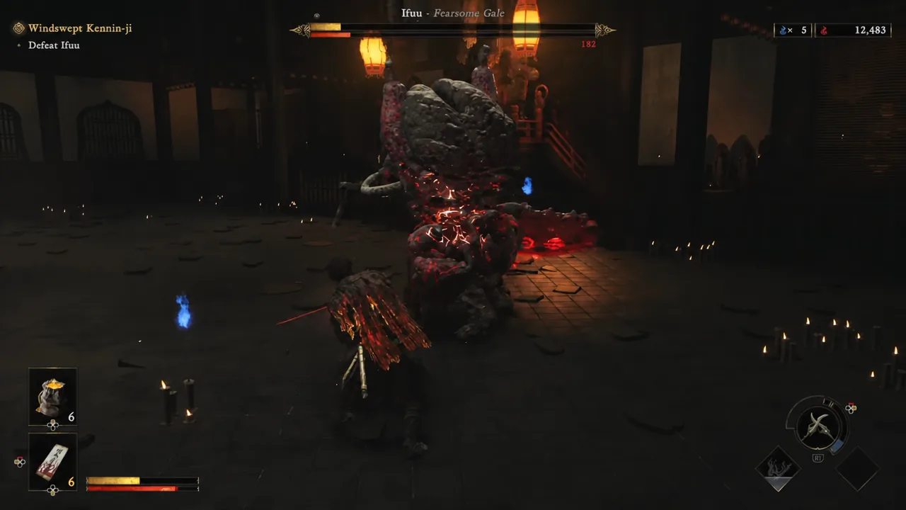 The Defeat Ifuu objective displayed on screen during the active Fearsome Gale boss fight