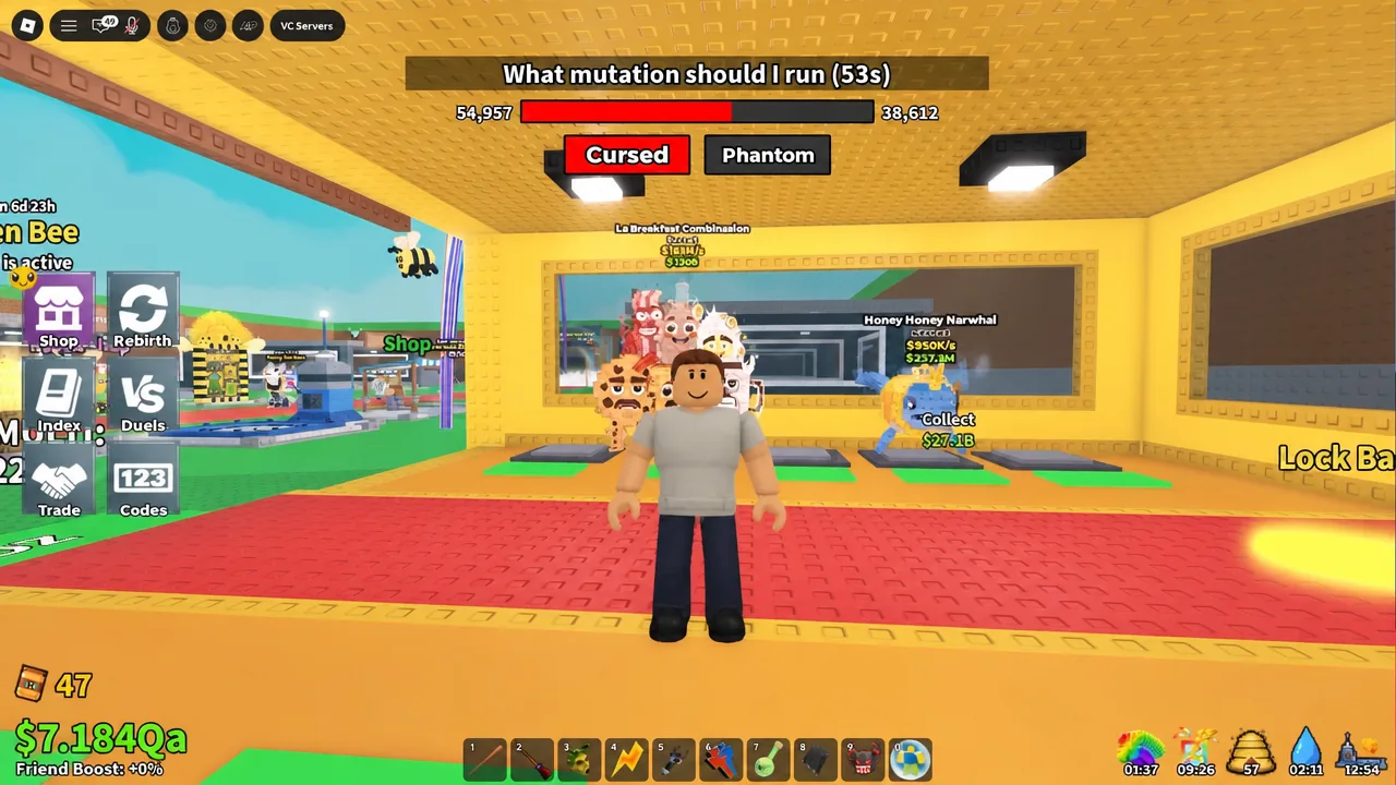 Mutation selection prompt with the Cursed option highlighted during an Admin Abuse event