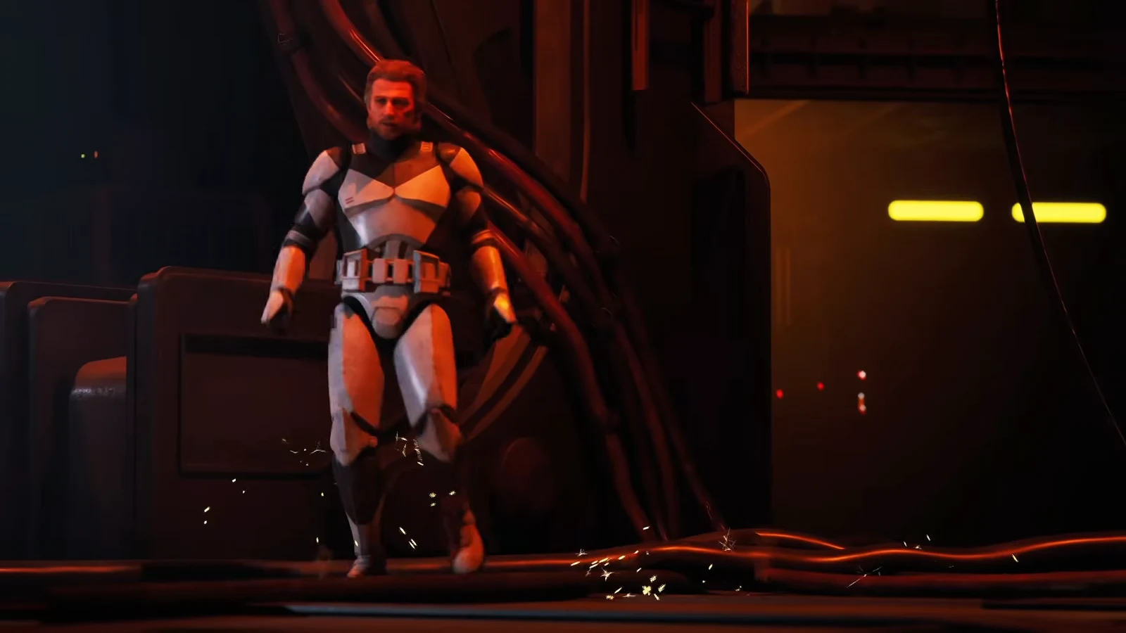 The crew escaping into hyperspace after hotwiring the ship's engines