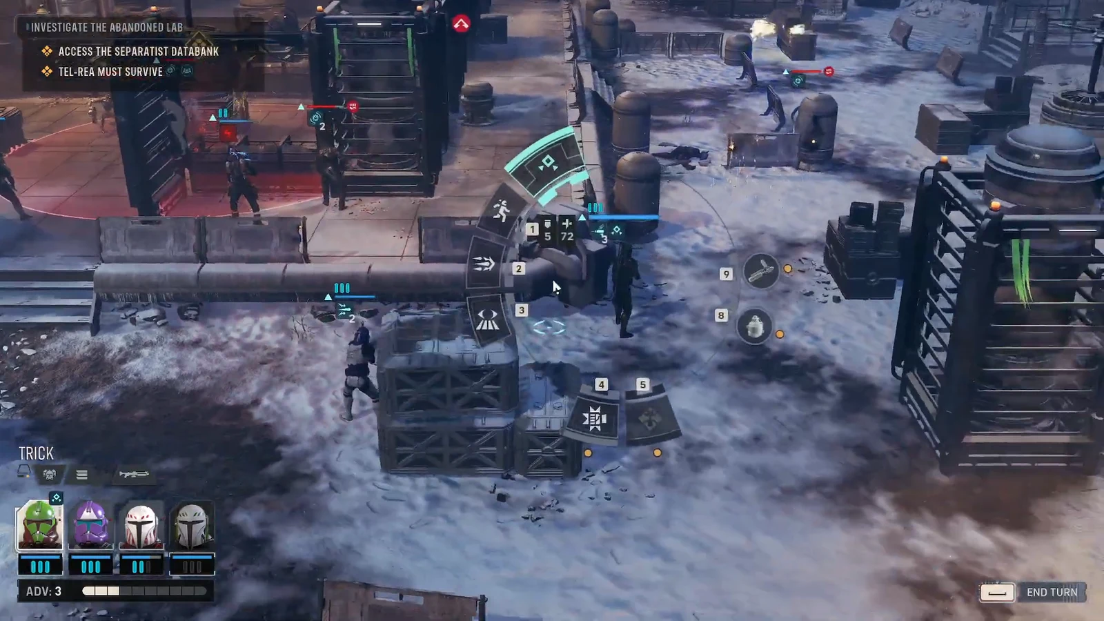 Combat view highlighting Jae Mordant with the Inspect Unit prompt and Call for Backup active