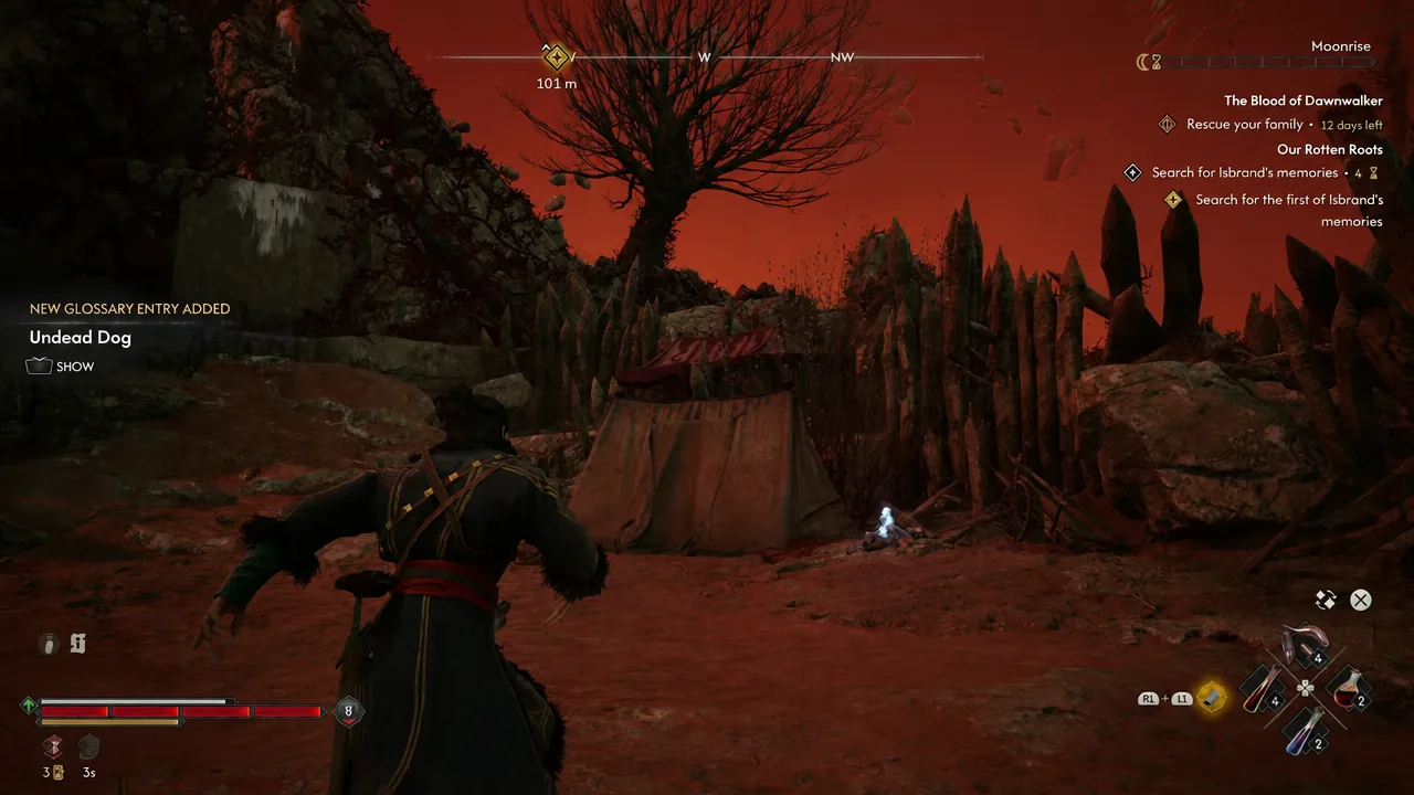 New Glossary Entry Added notification for Undead Dog with the SHOW prompt on screen
