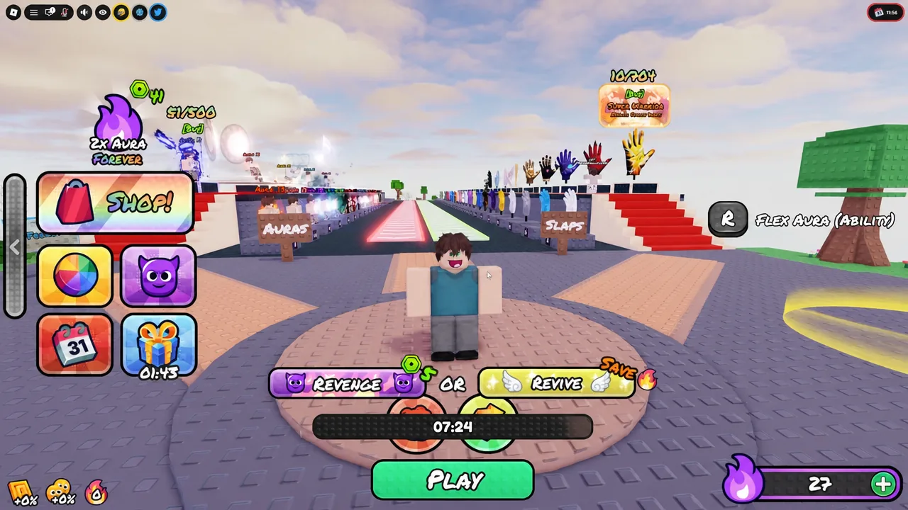 Phonk Slap main lobby with the green PLAY button highlighted at the bottom of the screen
