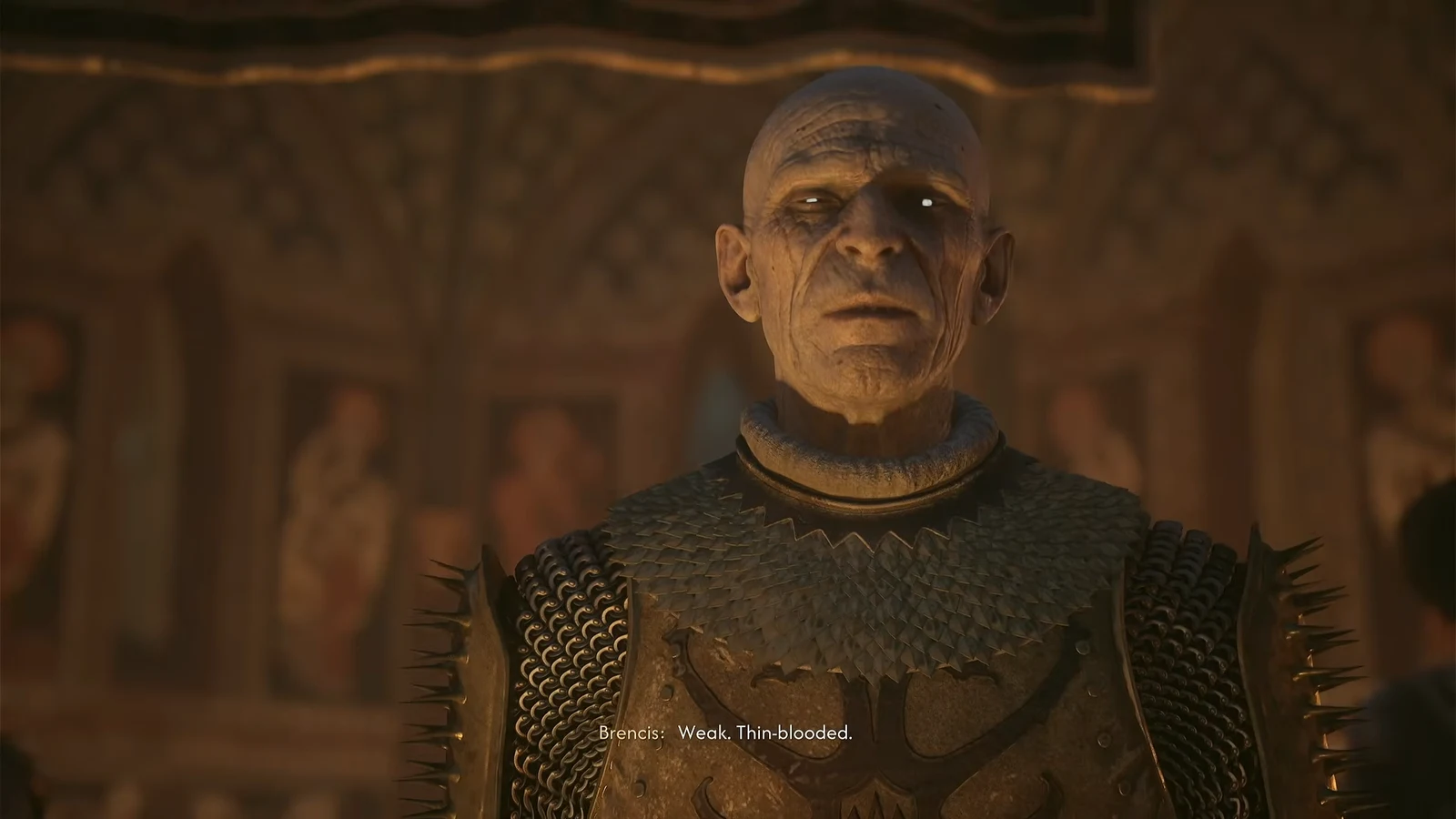 Brencis facing Coen after the collapse, delivering his threat inside the church
