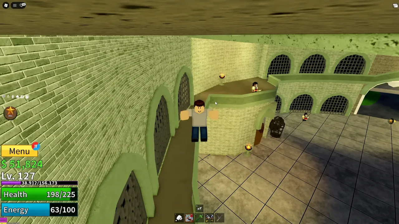 Player moving through the prison interior rooms after the gate has opened