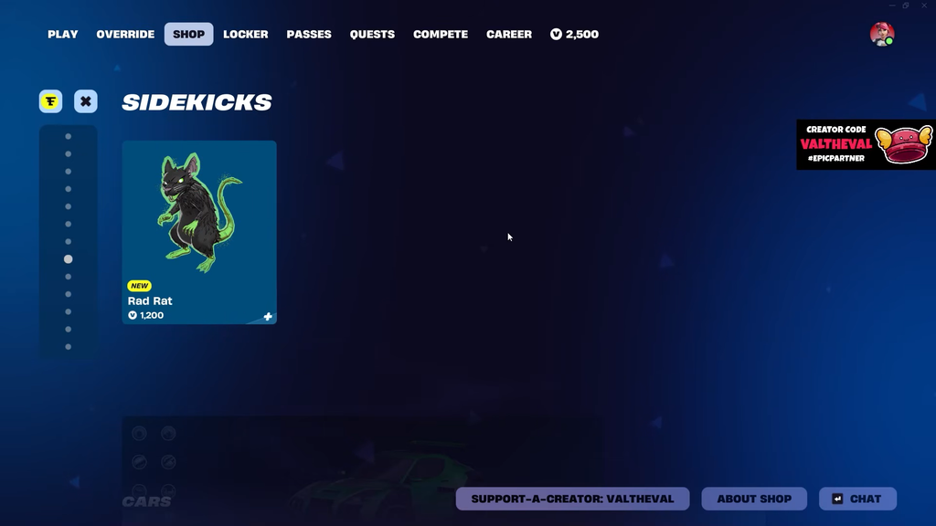 Rad Rat Sidekick in Fortnite: Price, Styles, and Behavior