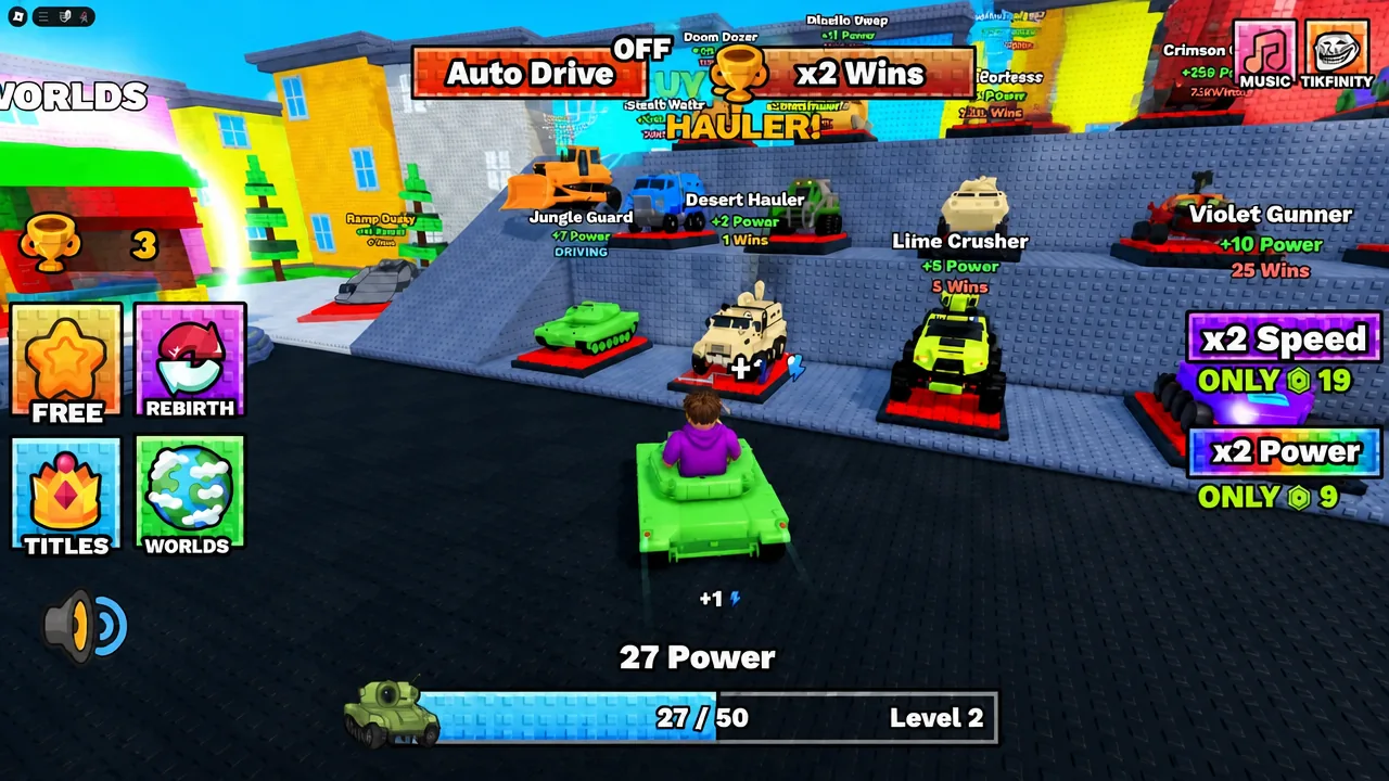 The Hauler tank shop screen in Tank VS Train with the Auto Drive toggle switched off