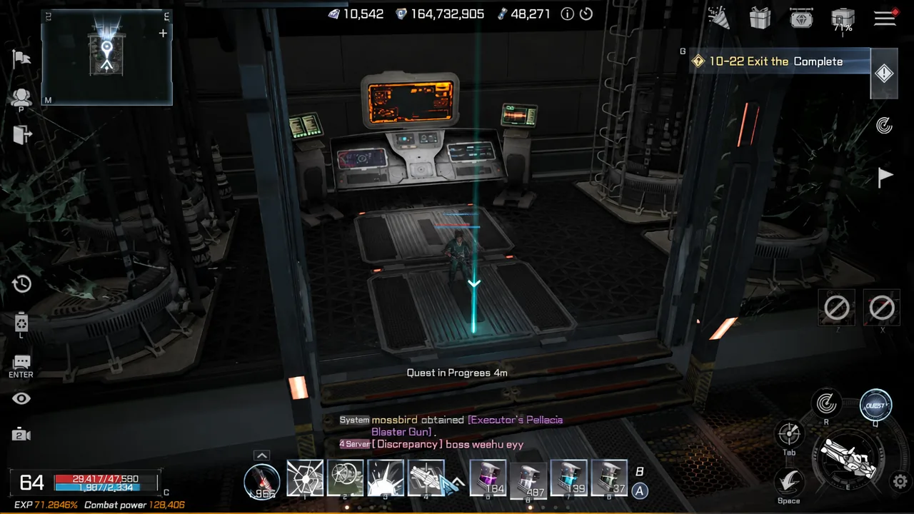 HUD objective reading 10-22 Exit the Complete with a cyan waypoint marking the lab exit