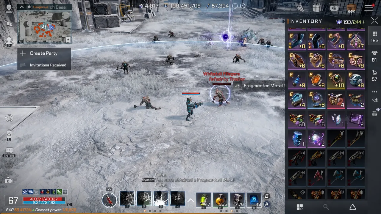 The inventory screen, where enhancement kits and selection chests are stored before you spend them.