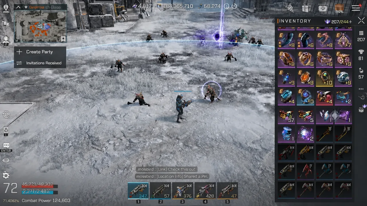 Inventory grid open in RF Online Next while selecting enhancement kit chests