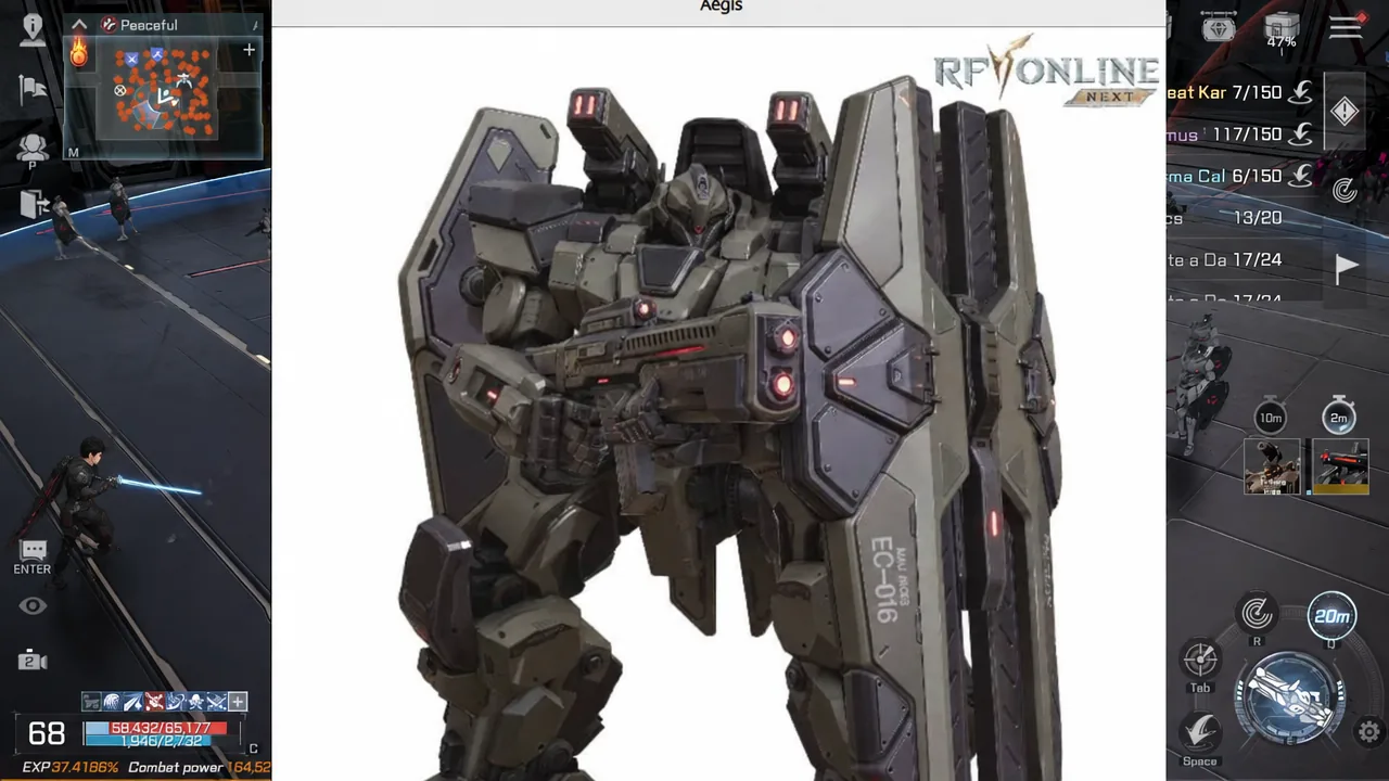 The Aegis MAU preview screen showing the shielded, heavily armored mech