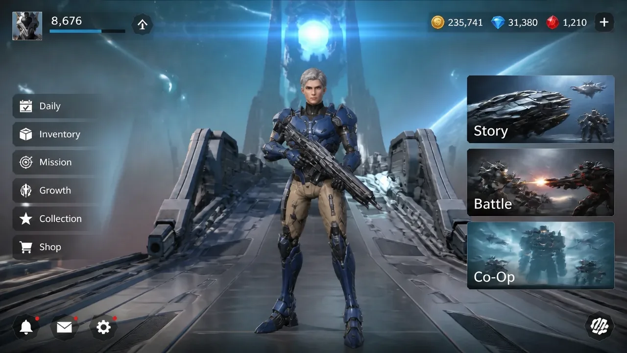 Main menu with the Co-Op button highlighted for group content
