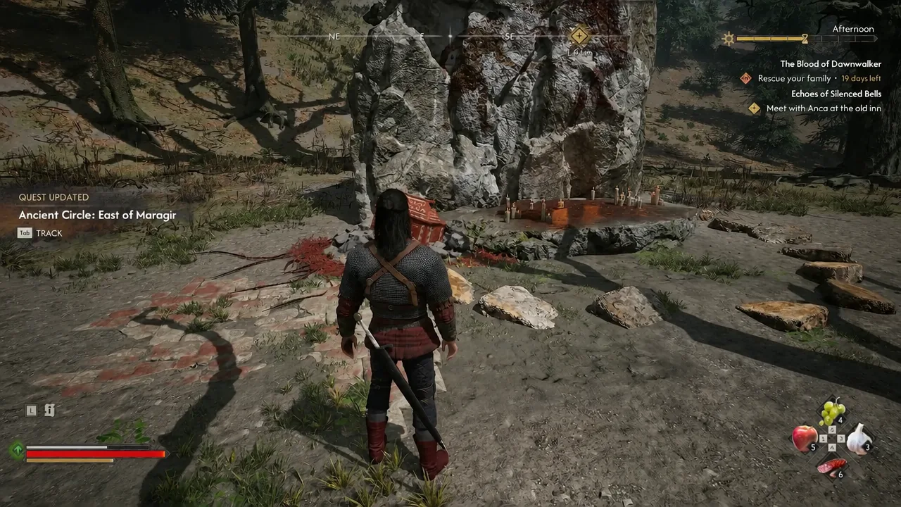 Quest Updated notice for Ancient Circle: East of Maragir after interacting at the site