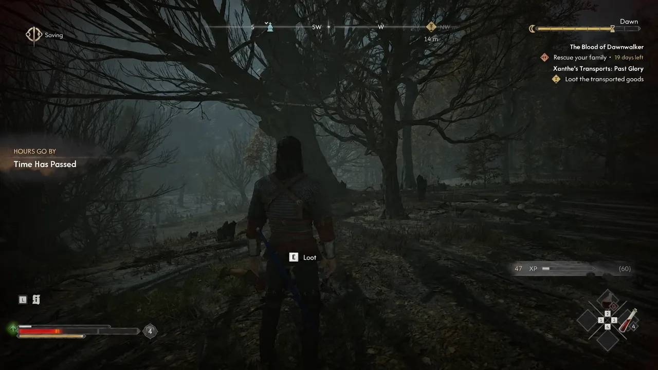 Loot prompt highlighted on a body after the transport guards are defeated