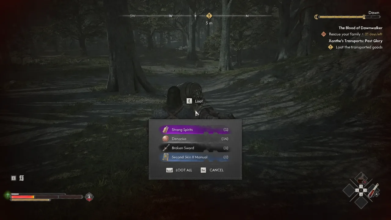 Loot window on a cargo barrel with Strong Spirits selected among the transported goods
