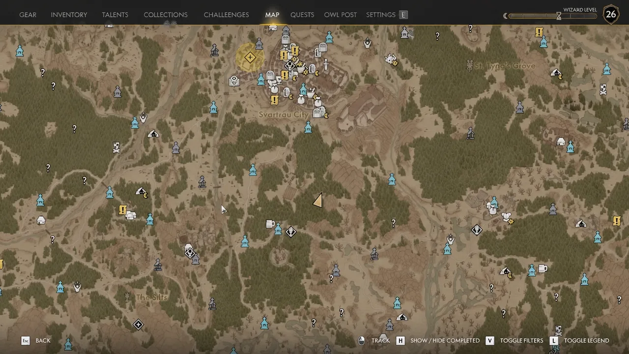 Map tab open on the region northwest of Svortrau City while placing a marker