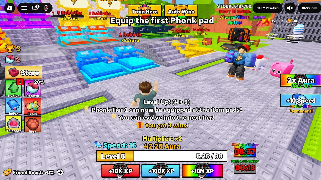 The first Phonk pad highlighted with the on-screen prompt to equip it
