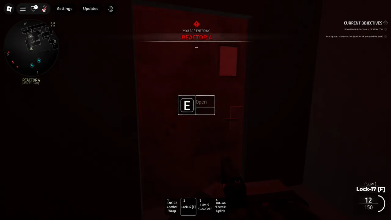 Reactor 4 door with the E key prompt showing Open