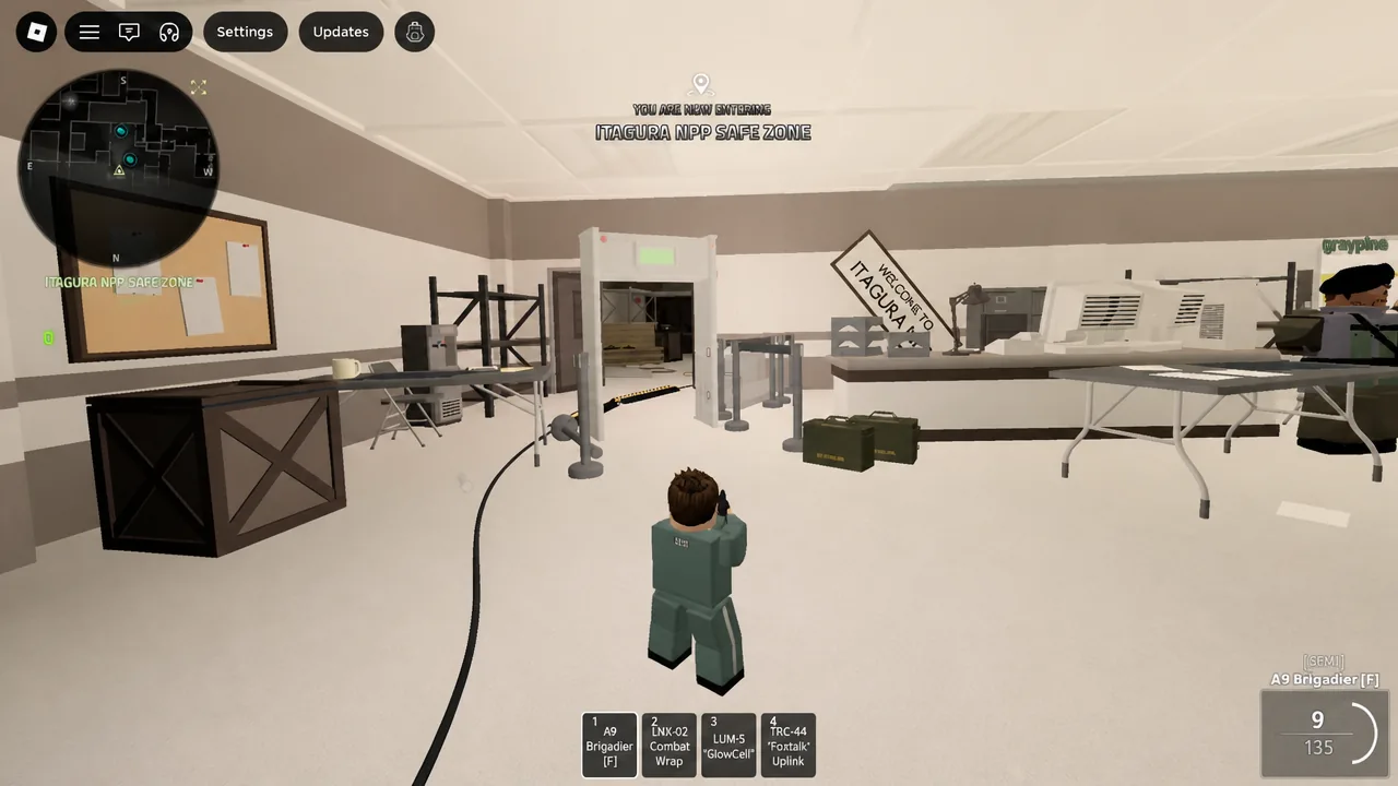 Itagura NPP Safe Zone sign on screen as the player arrives at the class lockers