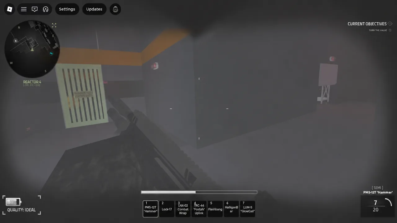 Current Objectives panel reading TURN THE VALVE inside Reactor 4